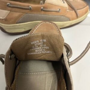 NWOT: New men’s Sperry shoes size 10.5. Still have the cardboard in them.